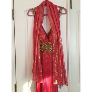 Beyond by Jovani pink and gold prom dress